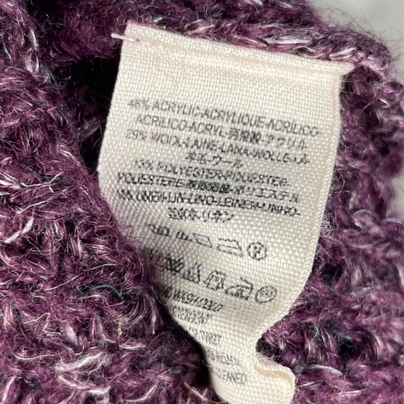 Free People Sweater Sz Medium Dylan Tweedy Purple Chunky Cowl Neck Wool - Picture 11 of 11